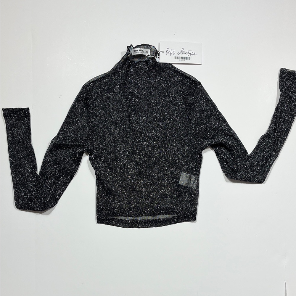 Flirty sheer 12th Tribe NWT Sparkle Shirt XS black Stretchy